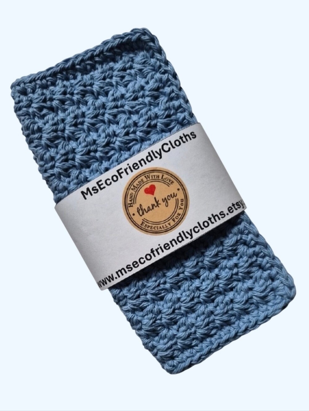 Handmade Cotton Dish Wash Cloth Set of 2-Light Blue